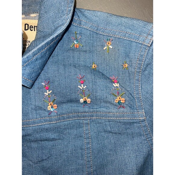 Comfort Denim Beaded Girls Button Down Shirt / Jacket XL (14-16) - Picture 2 of 8
